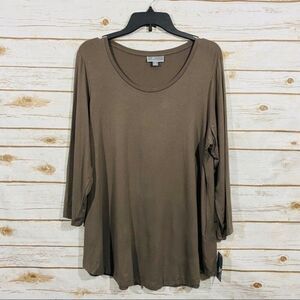 JM Collection Women's Long Sleeve Top Brown Size‎ 0X